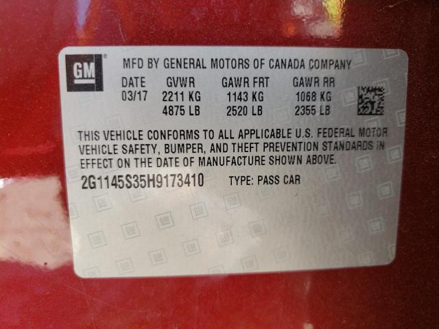 Photo 10 from auction – 2017 CHEVROLET IMPALA PRE with VIN 2G1145S35H9173410