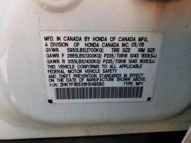 Photo 10 from auction – 2006 HONDA PILOT EX with VIN 2HKYF185X6H549580