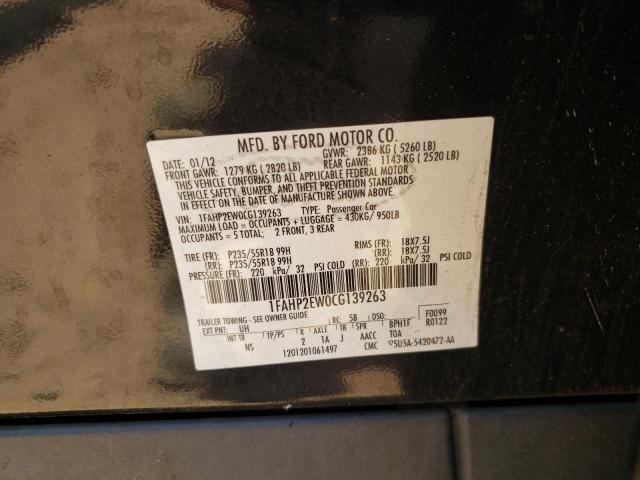 Photo 10 from auction – 2012 FORD TAURUS SEL with VIN 1FAHP2EW0CG139263