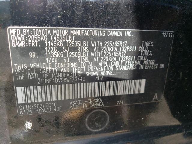 Photo 10 from auction – 2011 TOYOTA RAV4 with VIN 2T3BF4DV9BW173440