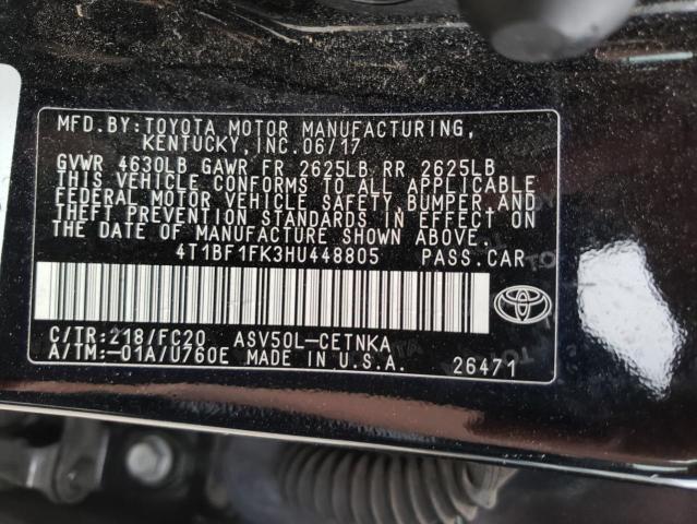 Photo 10 from auction – 2017 TOYOTA CAMRY LE with VIN 4T1BF1FK3HU448805