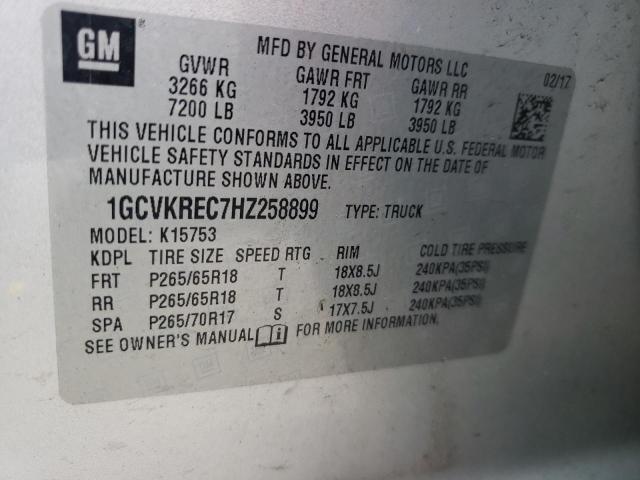 Photo 10 from auction – 2017 CHEVROLET SILVERADO with VIN 1GCVKREC7HZ258899