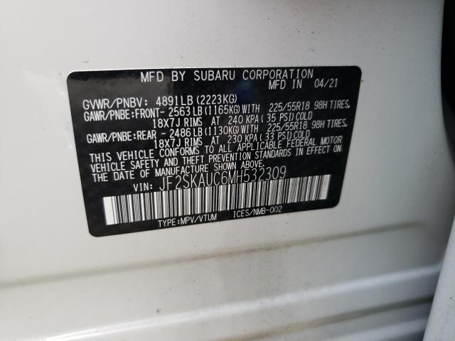 Photo 10 from auction – 2021 SUBARU FORESTER L with VIN JF2SKAUC6MH532309