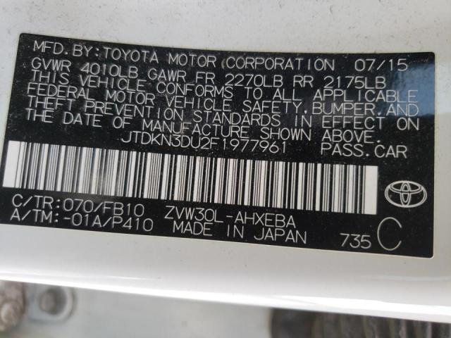 Photo 10 from auction – 2015 TOYOTA PRIUS with VIN JTDKN3DU2F1977961