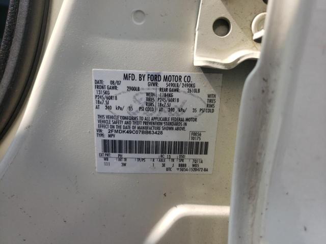 Photo 10 from auction – 2007 FORD EDGE SEL P with VIN 2FMDK49C07BB63428