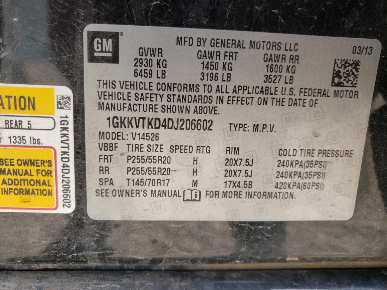 Photo 10 from auction – 2013 GMC ACADIA DEN with VIN 1GKKVTKD4DJ206602