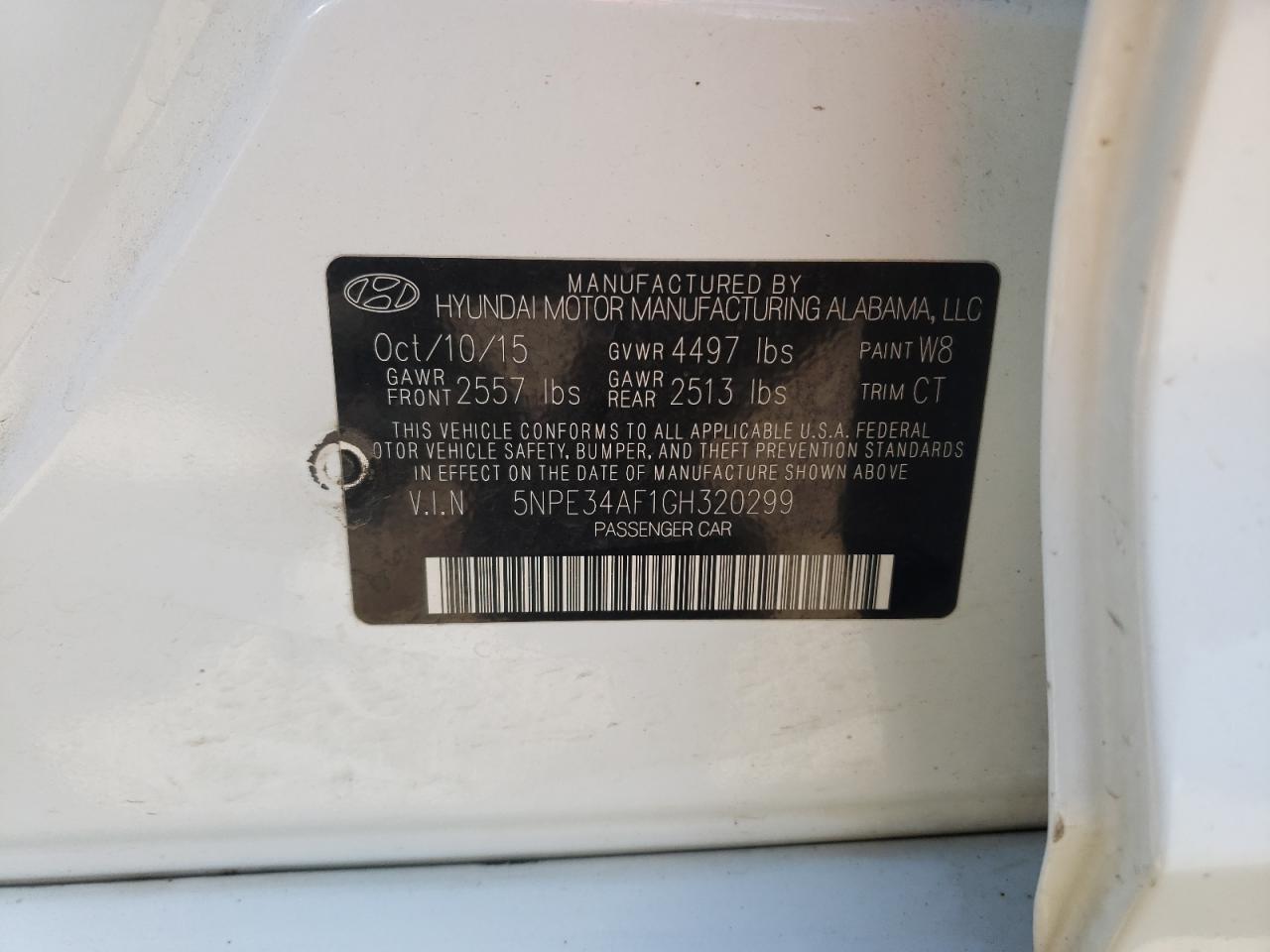 Photo 10 from auction – 2016 HYUNDAI SONATA SPO with VIN 5NPE34AF1GH320299