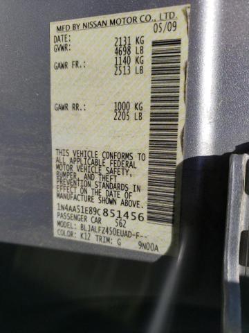 Photo 10 from auction – 2009 NISSAN MAXIMA S with VIN 1N4AA51E89C851456
