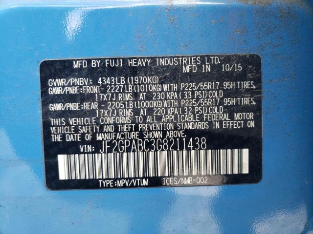 Photo 10 from auction – 2016 SUBARU CROSSTREK with VIN JF2GPABC3G8211438