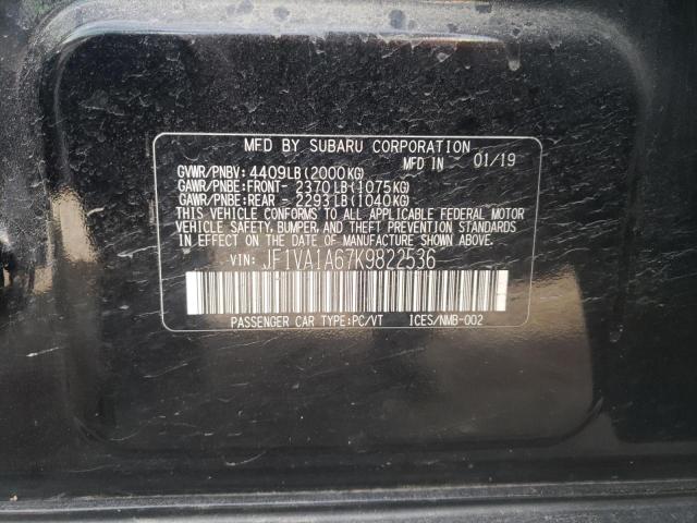Photo 10 from auction – 2019 SUBARU WRX with VIN JF1VA1A67K9822536