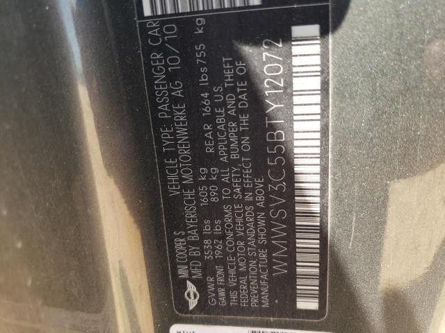 Photo 10 from auction – 2011 MINI COOPER S with VIN WMWSV3C55BTY12072