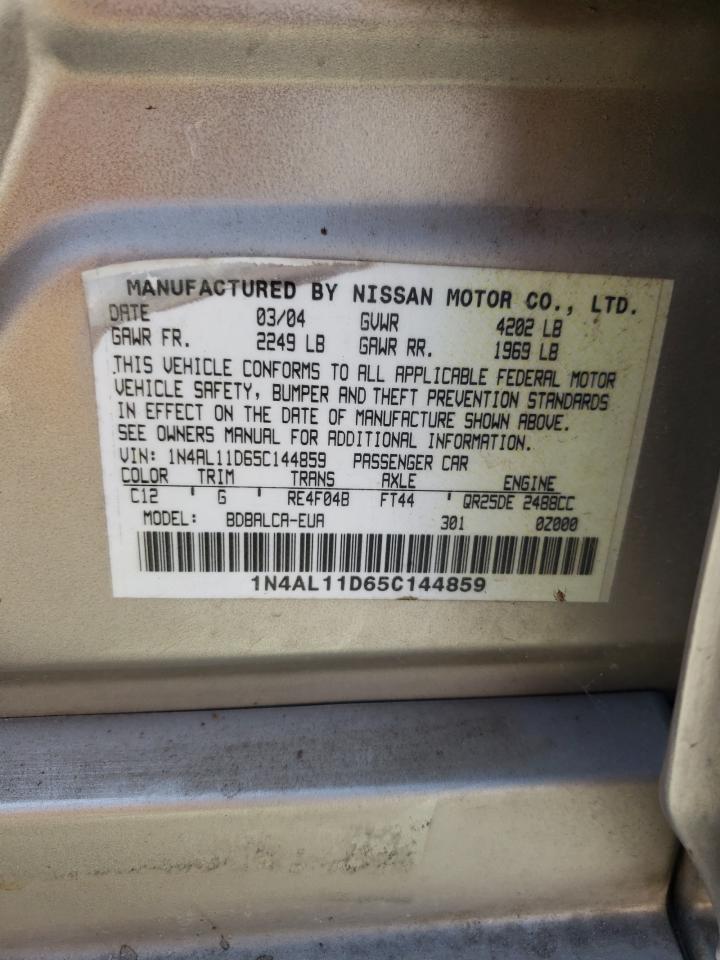 Photo 10 from auction – 2005 NISSAN ALTIMA S with VIN 1N4AL11D65C144859