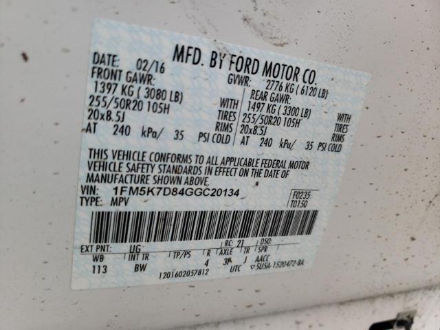 Photo 10 from auction – 2016 FORD EXPLORER X with VIN 1FM5K7D84GGC20134