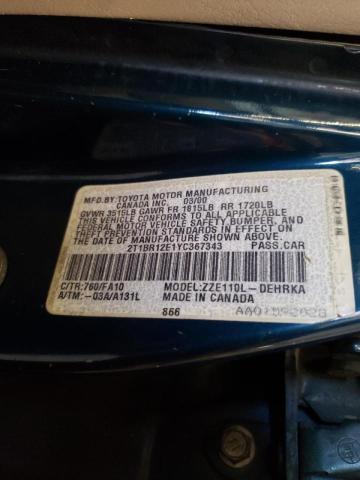 Photo 10 from auction – 2000 TOYOTA COROLLA VE with VIN 2T1BR12E1YC367343