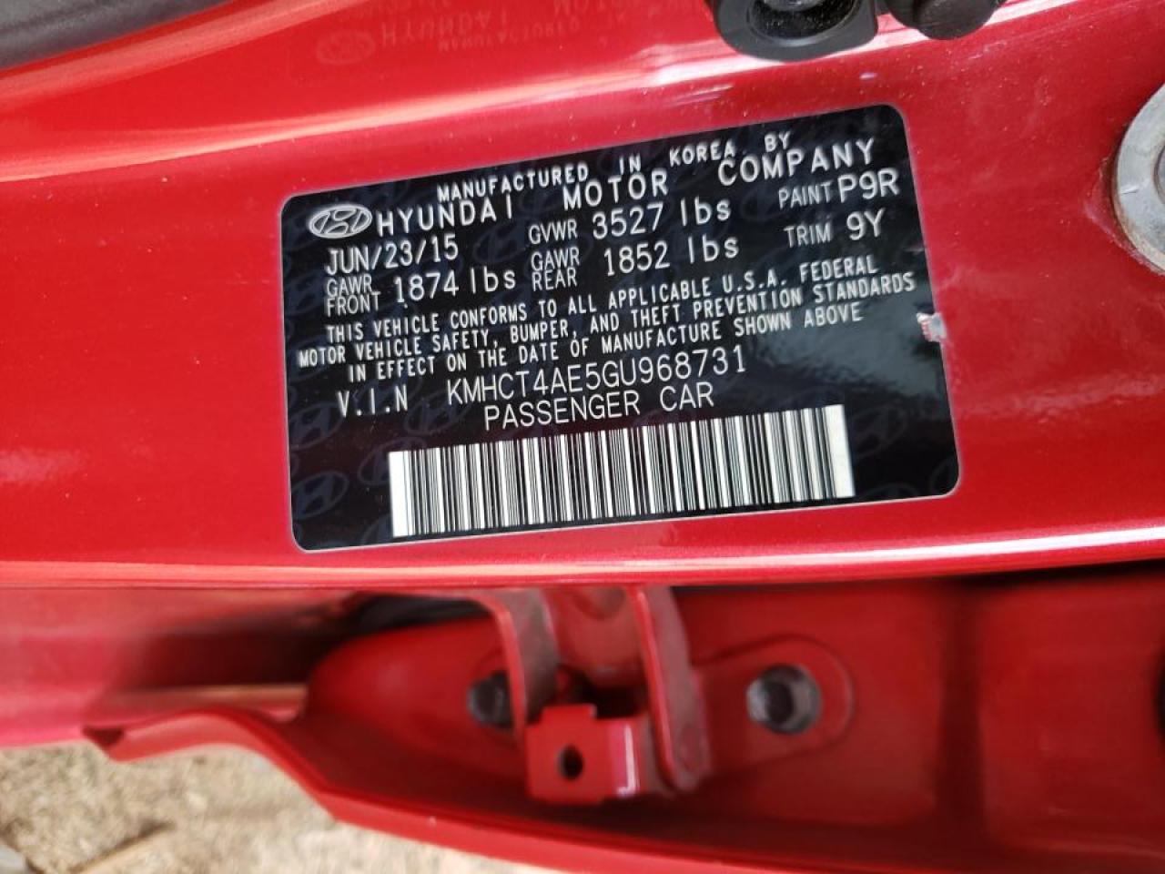 Photo 10 from auction – 2016 HYUNDAI ACCENT SE with VIN KMHCT4AE5GU968731