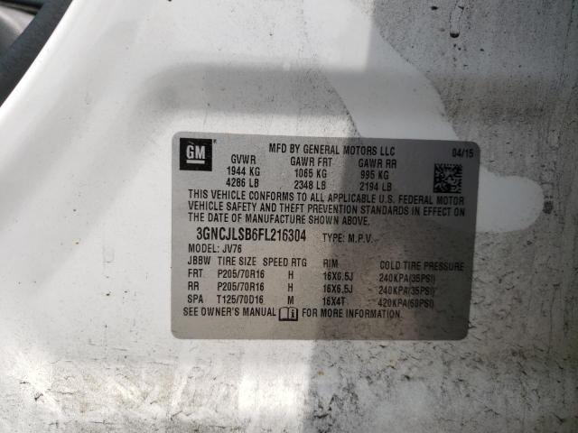 Photo 10 from auction – 2015 CHEVROLET TRAX 1LT with VIN 3GNCJLSB6FL216304