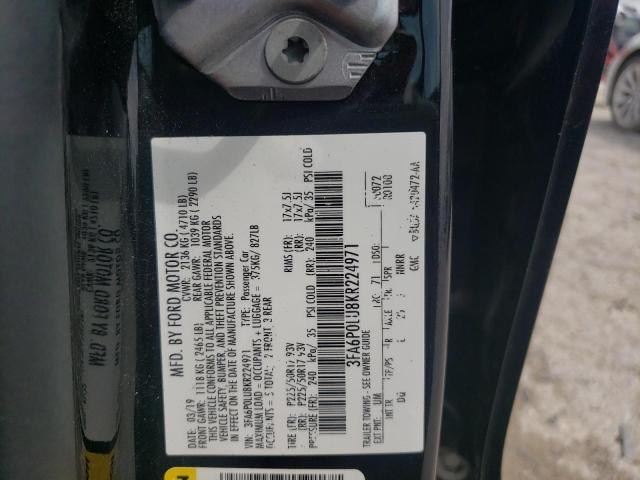 Photo 10 from auction – 2019 FORD FUSION SE with VIN 3FA6P0LU8KR224971