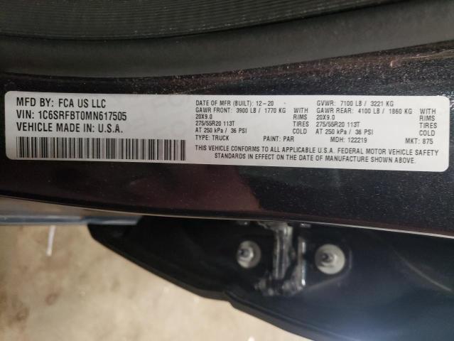 Photo 10 from auction – 2021 RAM 1500 BIG H with VIN 1C6SRFBT0MN617505