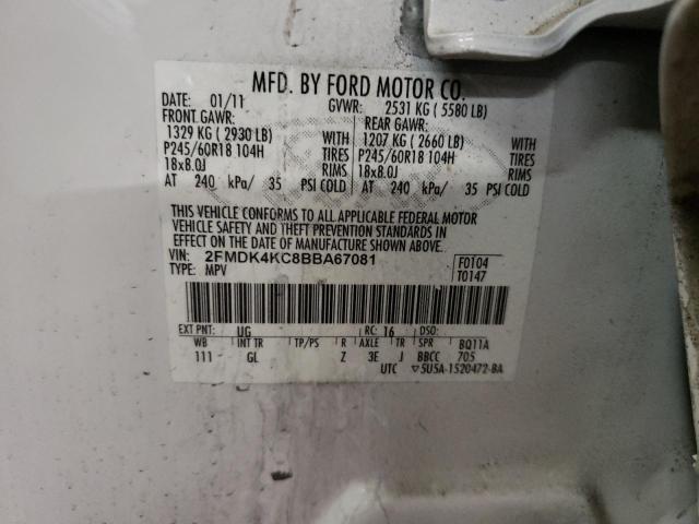 Photo 10 from auction – 2011 FORD EDGE LIMIT with VIN 2FMDK4KC8BBA67081