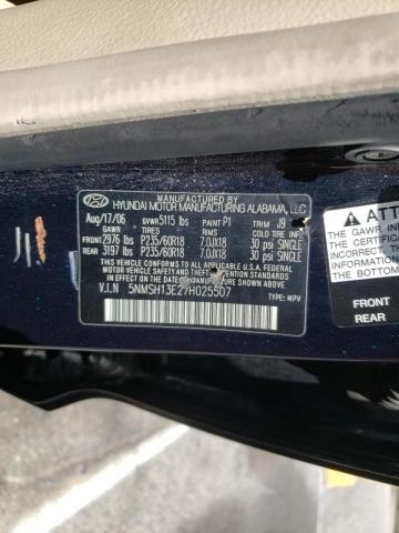 Photo 10 from auction – 2007 HYUNDAI SANTA FE S with VIN 5NMSH13E27H025507