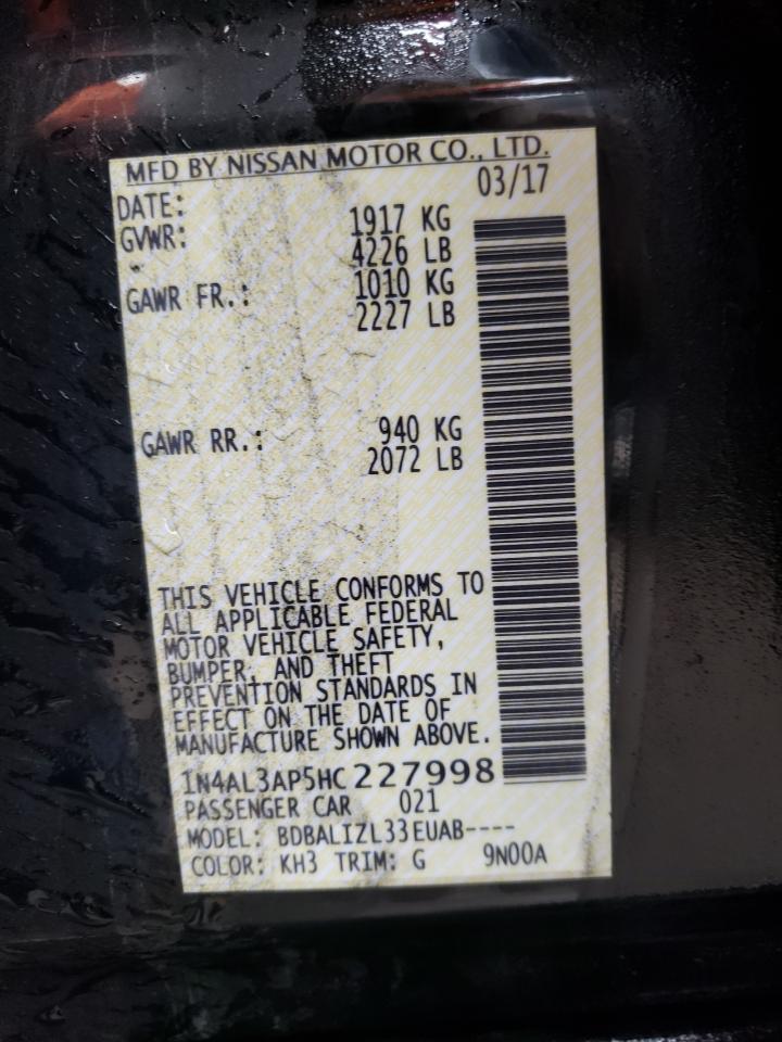 Photo 10 from auction – 2017 NISSAN ALTIMA 2.5 with VIN 1N4AL3AP5HC227998