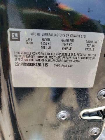 Photo 10 from auction – 2008 CHEVROLET IMPALA LS with VIN 2G1WB58K081361115