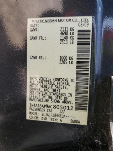 Photo 10 from auction – 2010 NISSAN MAXIMA S with VIN 1N4AA5AP9AC805012