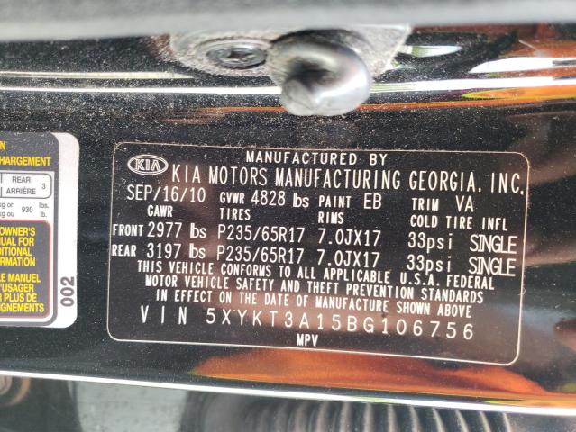 Photo 10 from auction – 2011 KIA SORENTO BA with VIN 5XYKT3A15BG106756