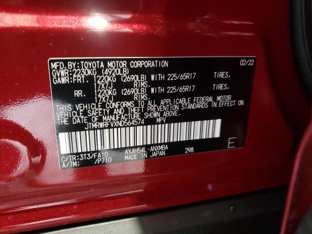 Photo 10 from auction – 2022 TOYOTA RAV4 XLE with VIN JTMRWRFVXND564574