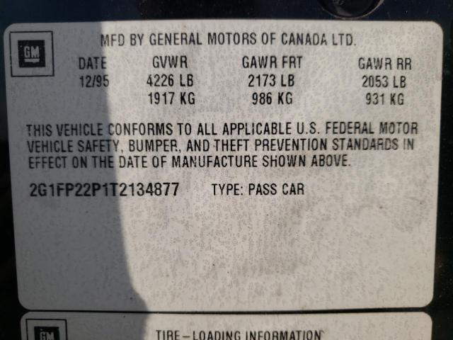 Photo 10 from auction – 1996 CHEVROLET CAMARO with VIN 2G1FP22P1T2134877