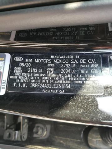 Photo 10 from auction – 2020 KIA FORTE FE with VIN 3KPF24AD2LE251854