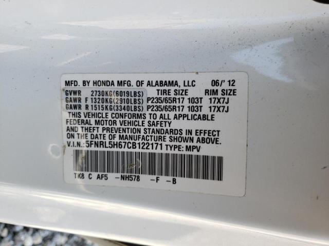 Photo 10 from auction – 2012 HONDA ODYSSEY EX with VIN 5FNRL5H67CB122171