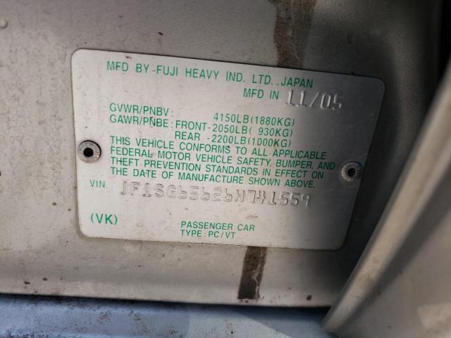 SUBARU FORESTER 2 2006 with VIN JF1SG65626H741559 - Photo from auction