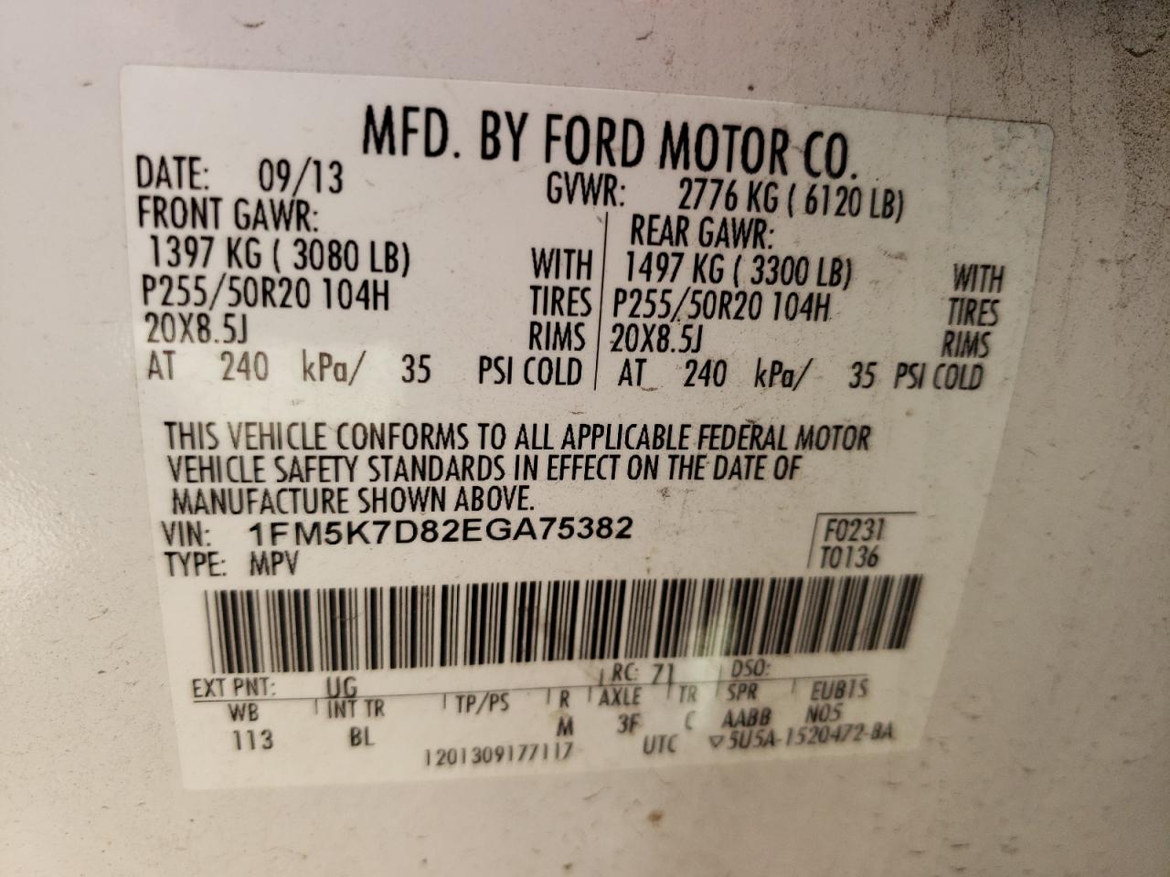 Photo 10 from auction – 2014 FORD EXPLORER X with VIN 1FM5K7D82EGA75382