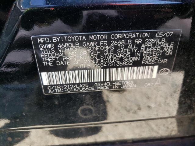 Photo 10 from auction – 2007 LEXUS ES 350 with VIN JTHBJ46G472135822