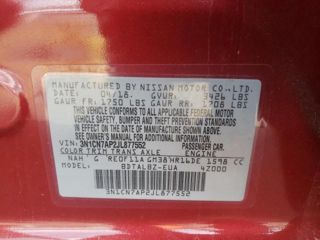 Photo 10 from auction – 2018 NISSAN VERSA S with VIN 3N1CN7AP2JL877552