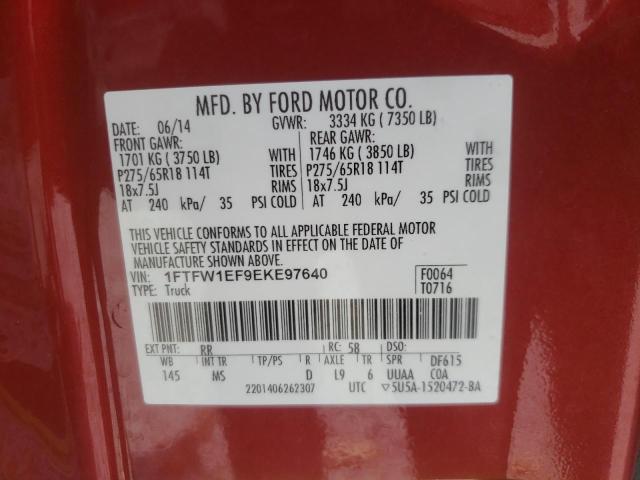 Photo 10 from auction – 2014 FORD F150 SUPER with VIN 1FTFW1EF9EKE97640