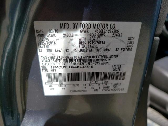 Photo 10 from auction – 2010 FORD ESCAPE LIM with VIN 1FMCU9EG6AKC43518
