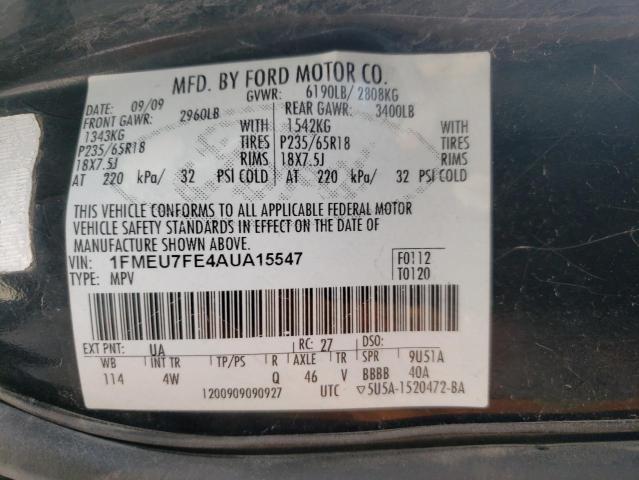 FORD EXPLORER L 2010 with VIN 1FMEU7FE4AUA15547 - Photo from auction