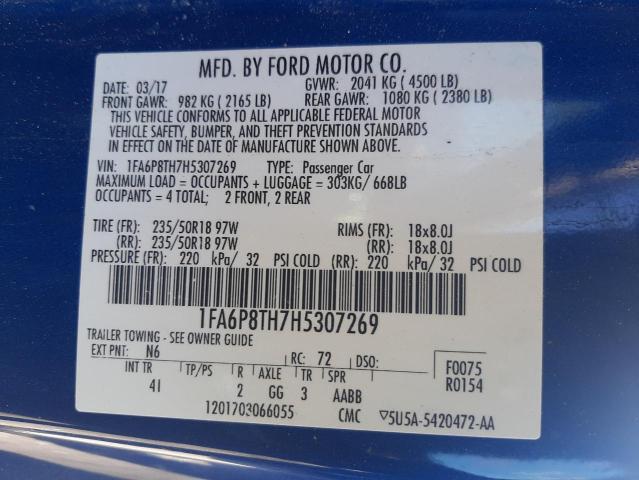 Photo 10 from auction – 2017 FORD MUSTANG with VIN 1FA6P8TH7H5307269