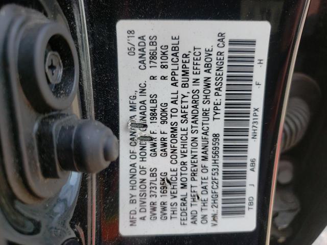 Photo 10 from auction – 2018 HONDA CIVIC LX with VIN 2HGFC2F53JH569598