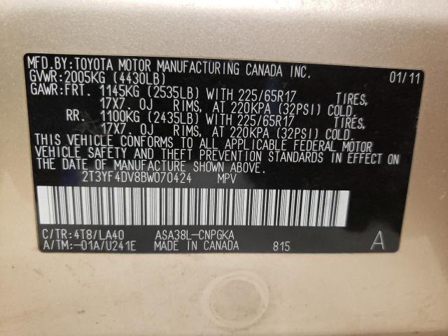 Photo 10 from auction – 2011 TOYOTA RAV4 LIMIT with VIN 2T3YF4DV8BW070424
