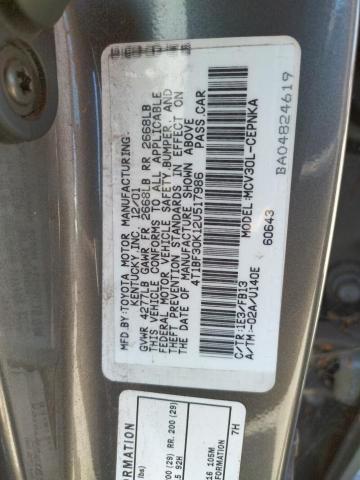 Photo 10 from auction – 2002 TOYOTA CAMRY LE with VIN 4T1BF30K12U517986
