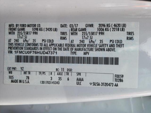 Photo 10 from auction – 2017 FORD ESCAPE S with VIN 1FMCU0F76HUD47371