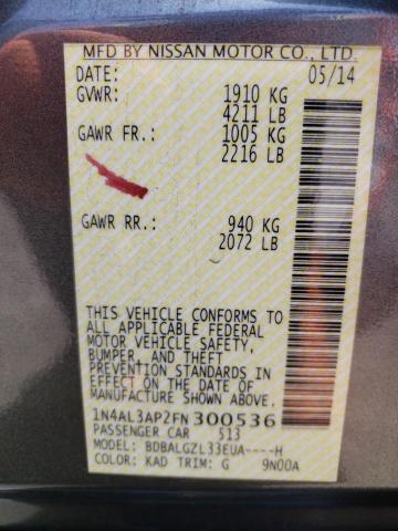 Photo 10 from auction – 2015 NISSAN ALTIMA 2.5 with VIN 1N4AL3AP2FN300536