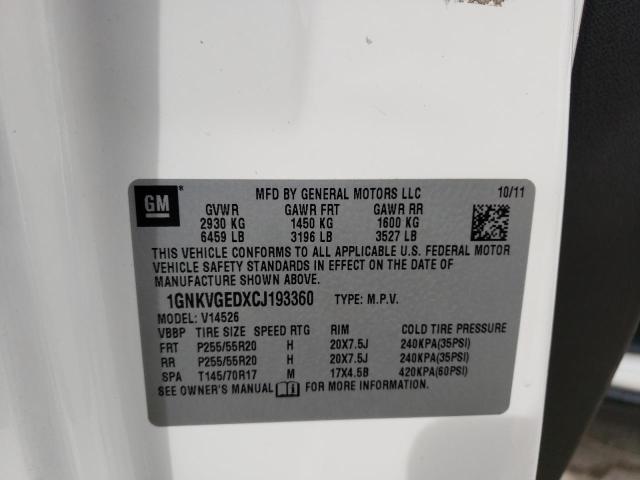 Photo 10 from auction – 2012 CHEVROLET TRAVERSE L with VIN 1GNKVGEDXCJ193360