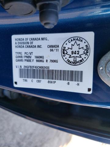 Photo 10 from auction – 2012 HONDA CIVIC LX with VIN 2HGFB2F45CH002435