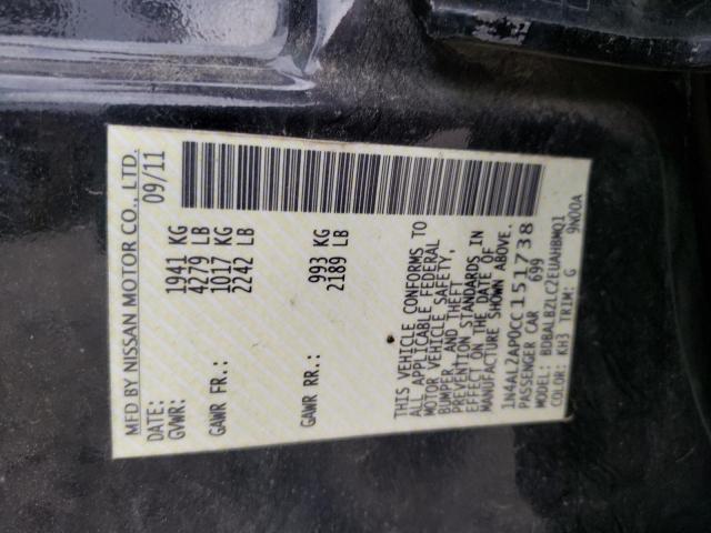 Photo 10 from auction – 2012 NISSAN ALTIMA BAS with VIN 1N4AL2AP0CC151738