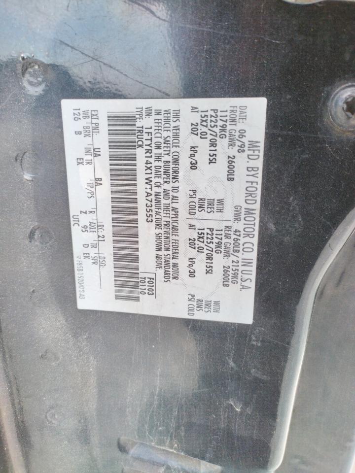 Photo 10 from auction – 1998 FORD RANGER SUP with VIN 1FTYR14X1WTA73553