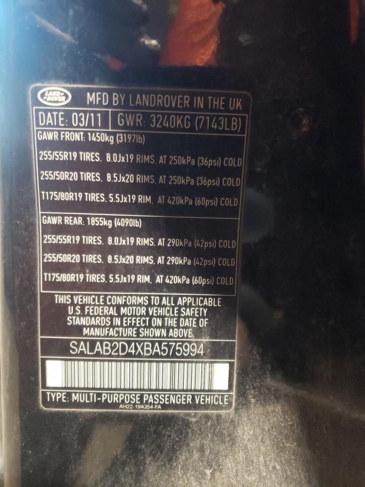 Photo 10 from auction – 2011 LAND ROVER LR4 with VIN SALAB2D4XBA575994
